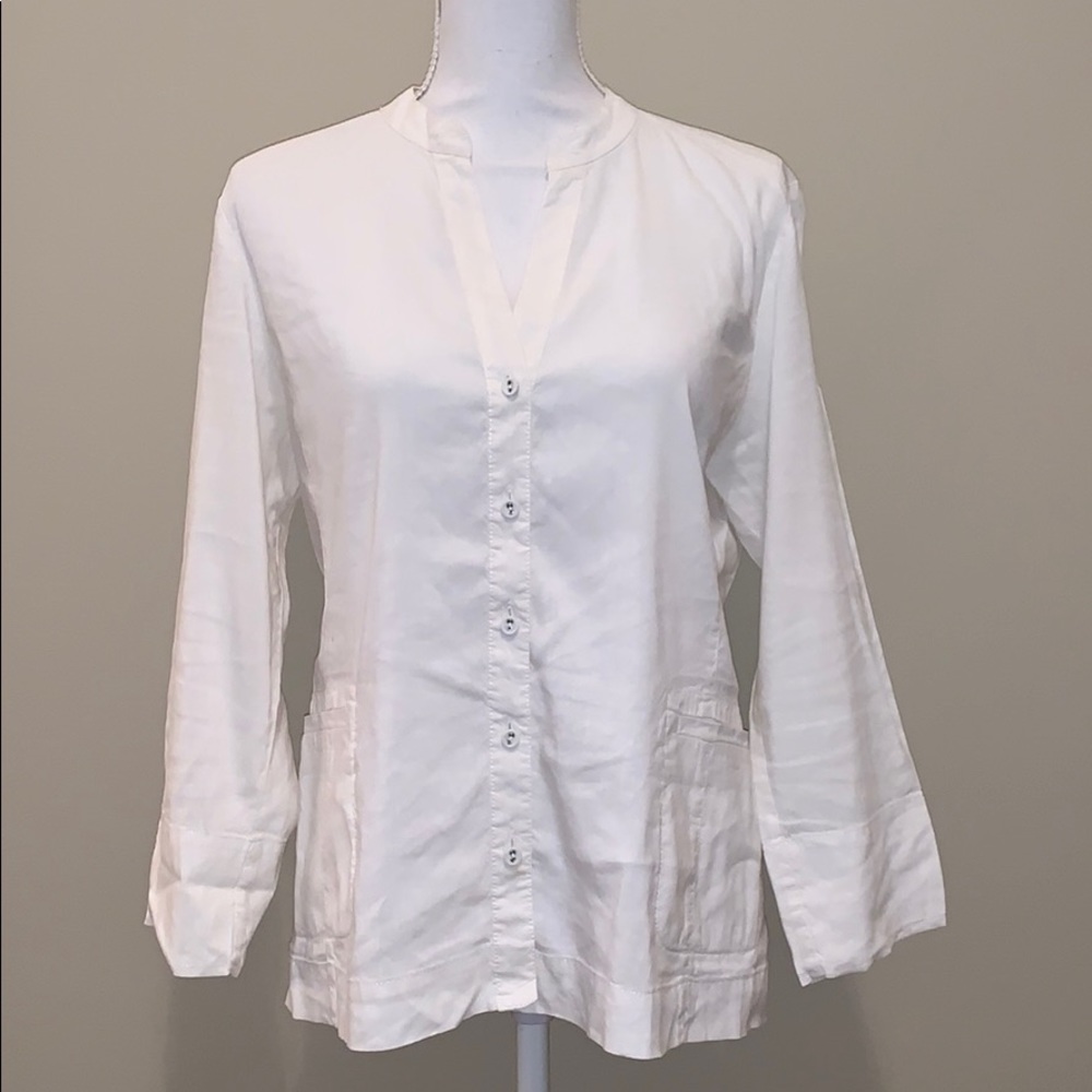 🌺Eileen Fischer White Linen Button Down Shirt